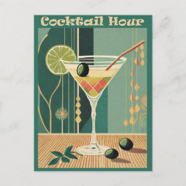 Cartão Postal Design de Meio século de Hora do Cocktail