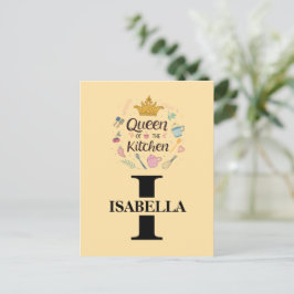 Cartão Postal Design de Monograma com Nome da Rainha da Cozinha