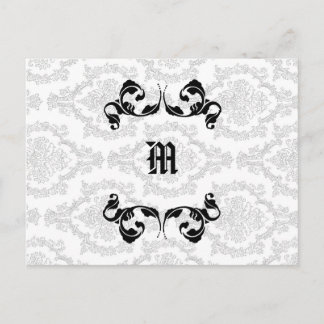 Cartão Postal Design de Monograma Damask