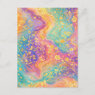Cartão Postal Design de Monograma Floral Abstrato Moderno com Br