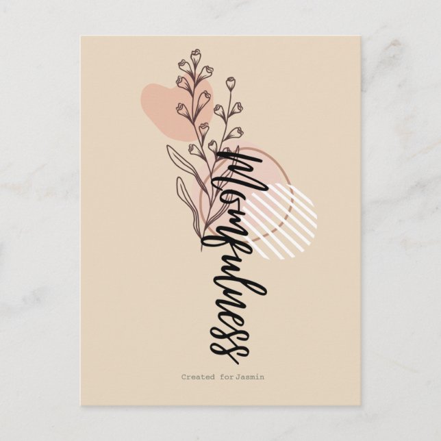 Cartão Postal Design de nome de script floral Boho da Momfulness (Frente)