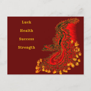 Cartão Postal Design de ouro e vermelho do Dragão da China