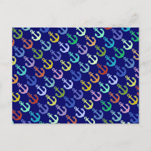 Cartão Postal design de padrão de âncora colorido