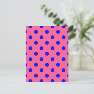 Cartão Postal Design de padrão de bolinhas rosa azul