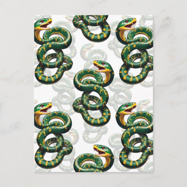 Cartão Postal Design de padrão de cobra com fundo branco (Frente)