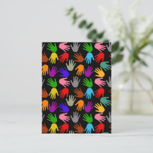 Cartão Postal Design de padrão de impressão de mão colorida pret