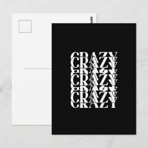 Cartão Postal Design de Palavra Trippy Repetitiva Louca Louca Lo