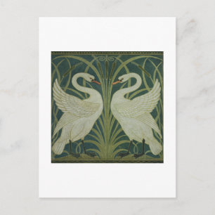 Cartão Postal design de papel de parede 'Swan, Rush e Iris'