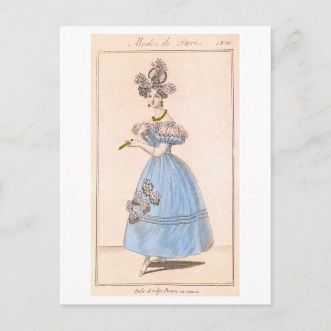 Cartão Postal Design de Paris Moda 1830 (Frente)