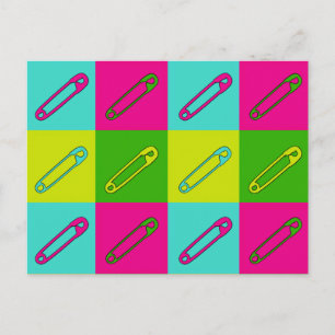 Cartão Postal Design de pinos de segurança brilhantes da arte m