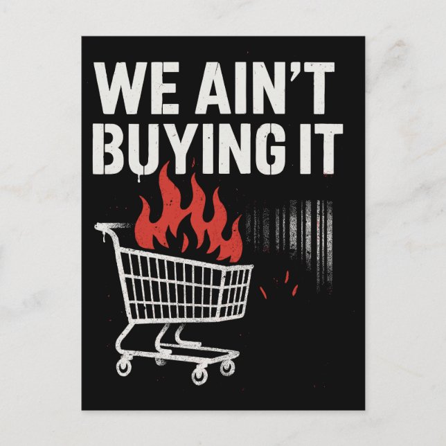 Cartão Postal Design de Protesto 'Não Estamos Comprando' (Frente)