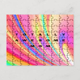 Cartão Postal Design de Quebra-cabeça de espiral cor-de-rosa da