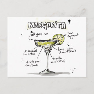 Cartão Postal Design de Receita de Bebida Margarita