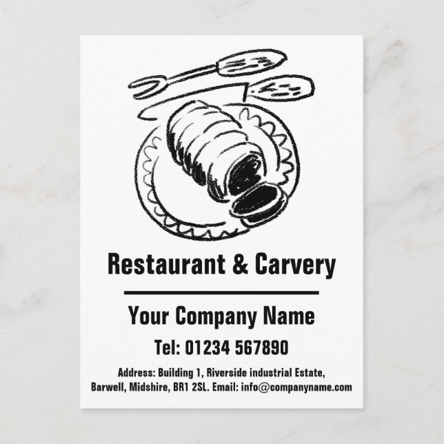 Cartão Postal Design de Restaurante e Bufê para Personalizar (Frente)