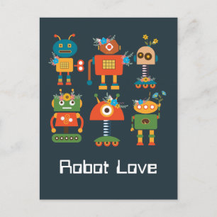 Cartão Postal Design de robots bonitos para crianças