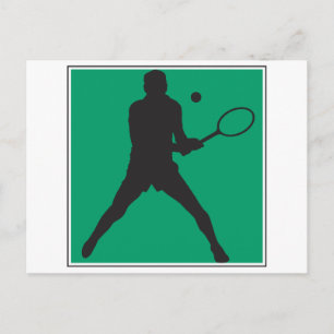 Cartão Postal design de silhueta de jogador de tênis masculino
