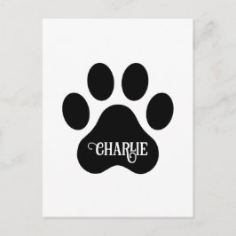 Cartão Postal Design de Silhueta do Nome da Pata do Cachorro