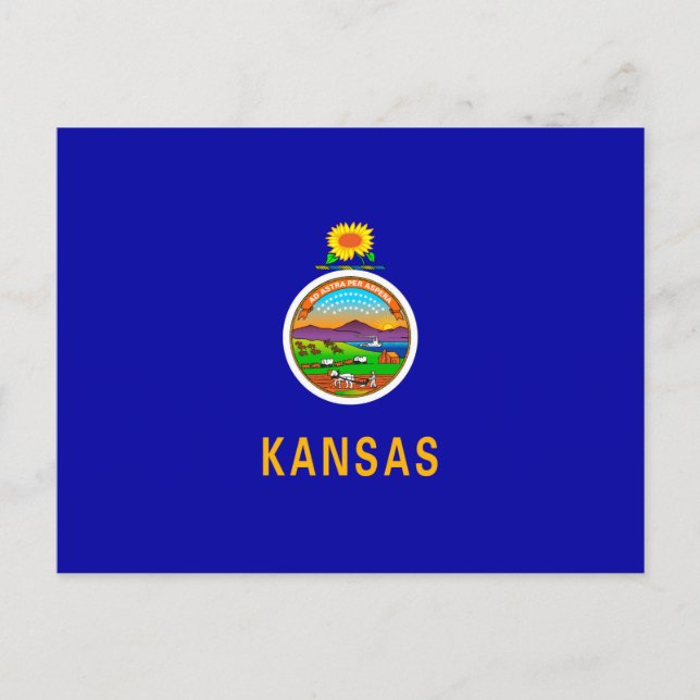 Cartão Postal Design de Sinalizador do Estado do Kansas (Frente)