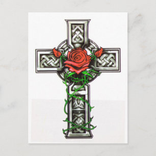 Cartão Postal design de tatuagem crua rosa