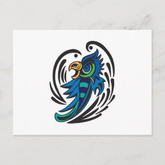 Cartão Postal Design de tatuagem de aves decorativas