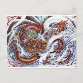 Cartão Postal Design de Tatuagem do Dragão Japonês