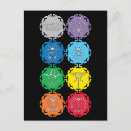 Cartão Postal Design de texto Branco Dragonfly Chakras