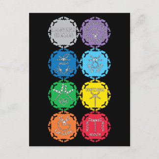 Cartão Postal Design de texto Branco Dragonfly Chakras