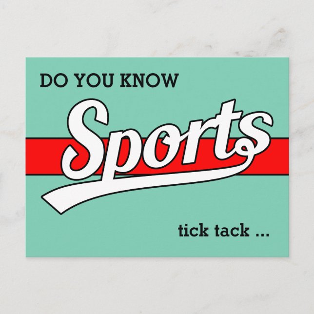 Cartão Postal Design de texto: ESPORTE branco + seu próprio text (Frente)