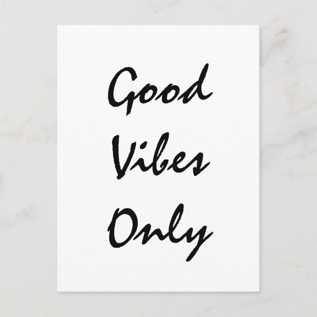 Cartão Postal design de texto "Good Vibes Only" (Frente)