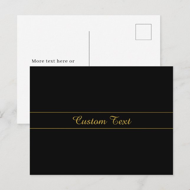 Cartão Postal Design de texto simples personalizável dourado e p (Frente/Verso)