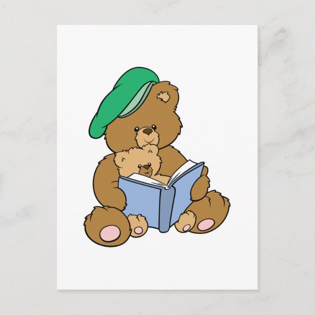 Cartão Postal Design de Urso de Pelúcia para Hora da História Fo (Frente)