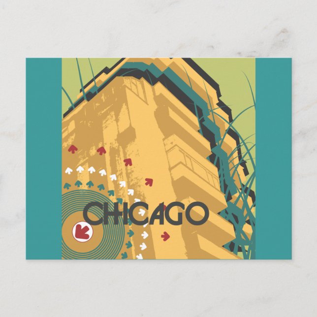 Cartão Postal Design de Viagem de Chicago (Frente)
