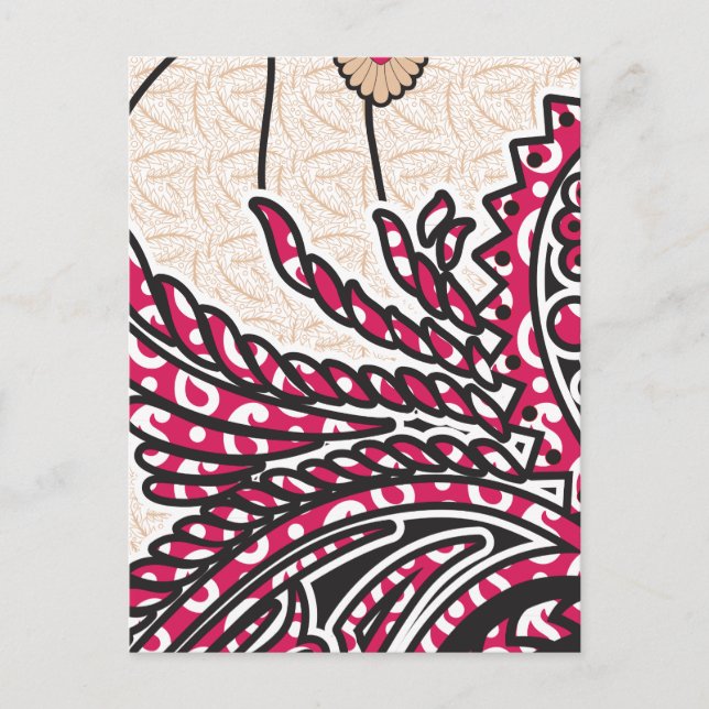 Cartão Postal Design decorativa com vermelho vívido e alfinete (Frente)