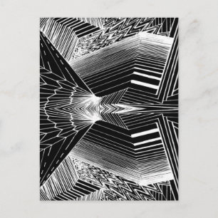 Cartão Postal Design do abstrato preto e branco de linha geomét