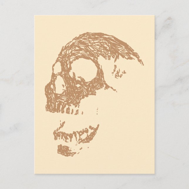 Cartão Postal Design do crânio castanho. (Frente)