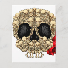 Cartão Postal Design do crânio - Pirâmide de crânios e Rosas