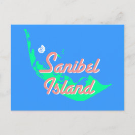 Cartão Postal Design do mapa da ilha Sanibel