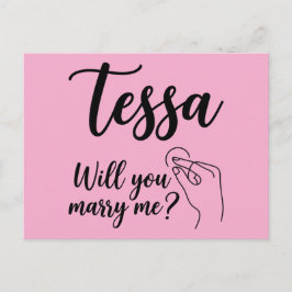 Cartão Postal Design do Nome Tessa com Rosa Vermelha e Mão Shaka