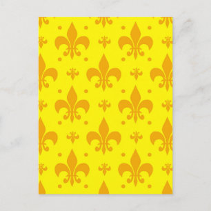 Cartão Postal Design do padrão Fleur-de-lis amarelo