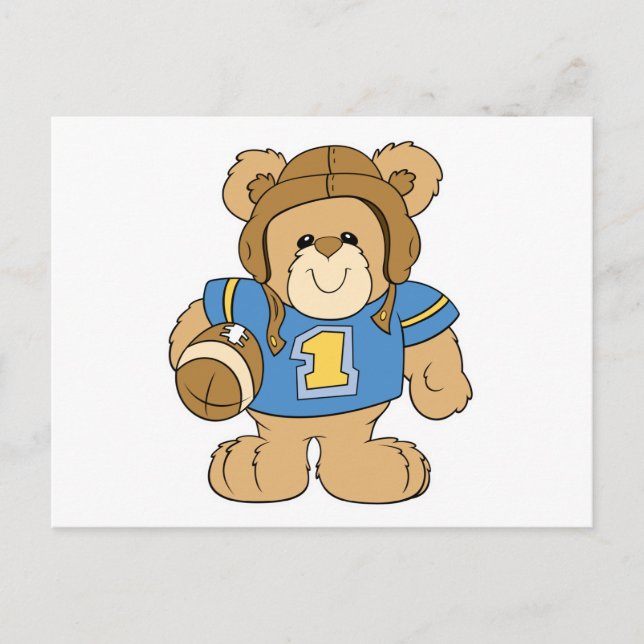 Cartão Postal Design do urso de pelúcia de futebol (Frente)