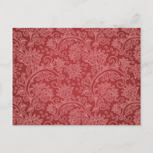 Cartão Postal Design do Vintage Red Paisley Damask