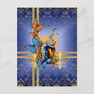 Cartão Postal Design e borboletas femininas bonito