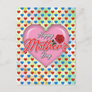 Cartão Postal Design Elegante e de Coração para o Dia das Mães