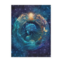 Design em Aquarela do Signo de Água - Aquário
