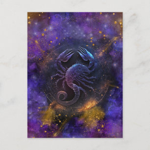 Cartão Postal Design em Aquarela do Signo de Escorpião