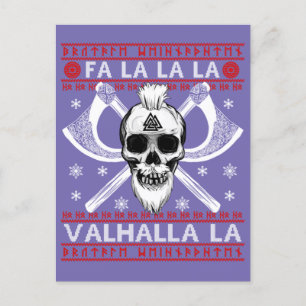 Cartão Postal Design Fa-La-La Valhalla Viking Val de Natal Feio