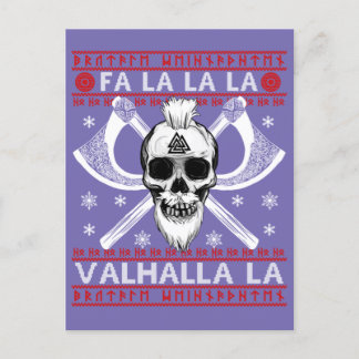 Cartão Postal Design Fa-La-La Valhalla Viking Val de Natal Feio