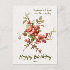 Cartão Postal Design Floral Alguém que eu amo Aniversário CC1208