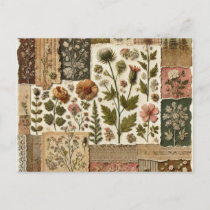 Cartão Postal Design Floral com proteção de plástico cor-de-rosa
