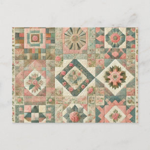 Cartão Postal Design Floral com proteção de plástico cor-de-rosa